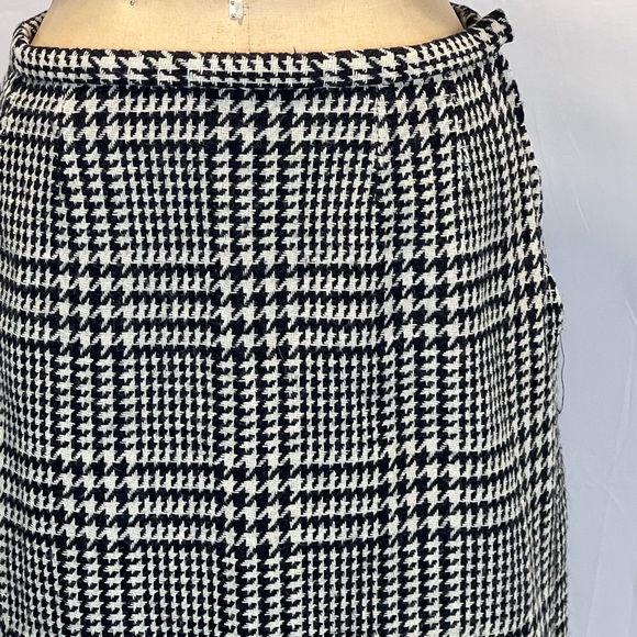 VINTAGE 60s wool houndstooth plaid mini midi straight pencil skirt classic - Picture 6 of 9